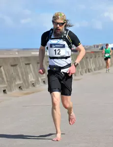 Me running Blackpool 10k barefoot
