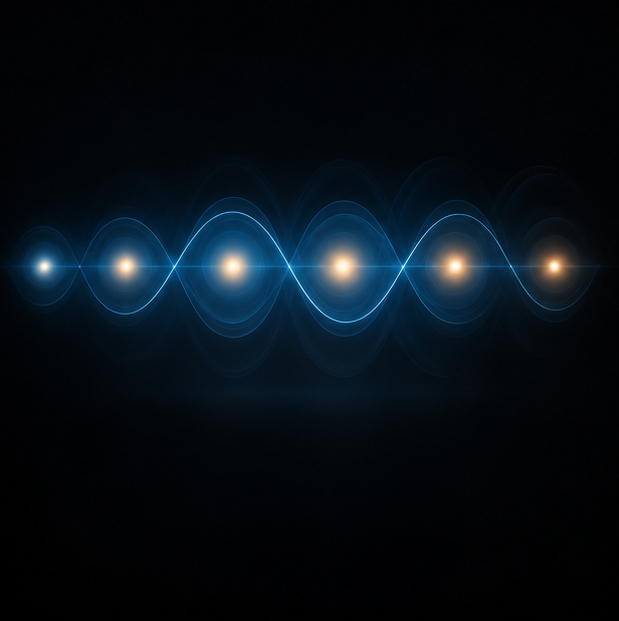 Illustration of sound waves representing brainwave entrainment beats.