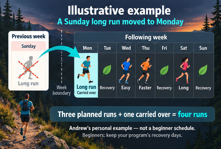 Example calendar showing a moved running session and retained recovery time.