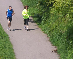 Julie and I running together