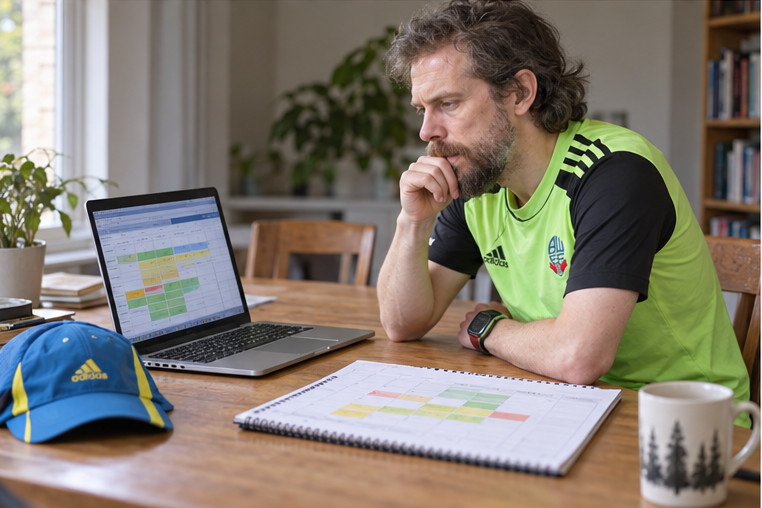 Me puzzling over my running schedule Me puzzling over my running schedule